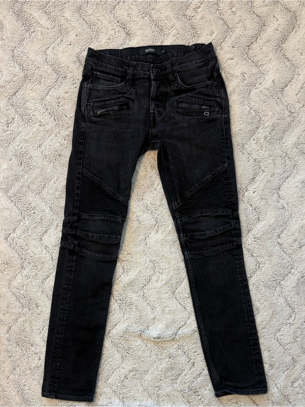 Hudson Blinder Biker Men 30X30 Stretch Skinny Jeans Black Denim Moto Grunge NWT